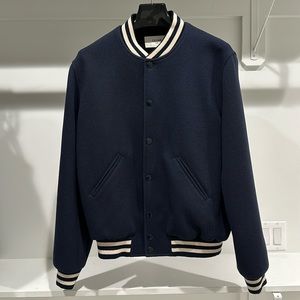 Celine Loose Varsity-Style Jacket In Wool
Navy Blue size 50